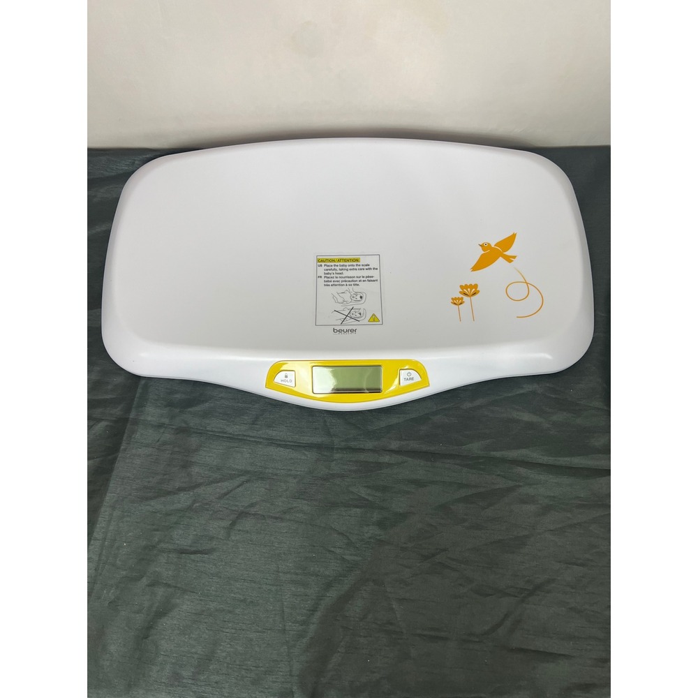 Beurer BY 80 Digital Baby Scale White Yellow with Hold and Tare Functions